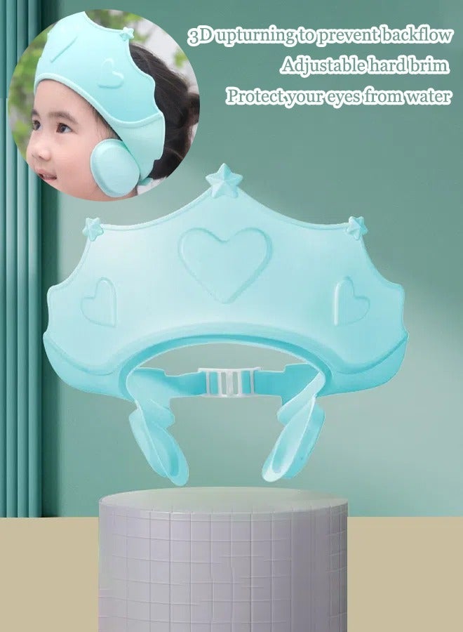 Aissiora Baby Shower Caps Shield, Adjustable Silicone Shower Caps for Kids Waterproof Shampoo Hat for Children Toddler Visor Hat for Eye and Ear Protection Cute Crown Shape Makes Bath More Fun - Image 4